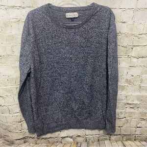 Hawker Rye Gray Marled Cotton Cashmere Crew Neck Sweater